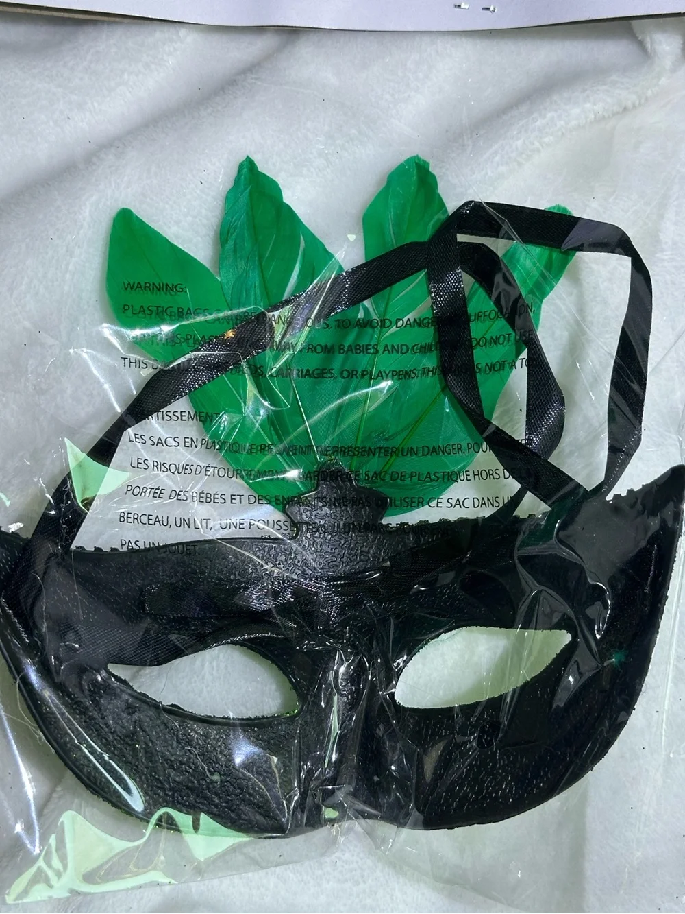 🎭 Green Glitter Masquerade Mask with Feathers Rhinestones Mardi Gras Costume 🎭